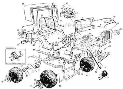 Page A Diagram and Parts List for 74560-9993 Before 03-04-96 Power Wheels Ride-On Cars